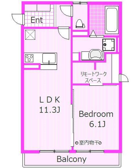 ハイム羽沢横浜国大イレブン(1LDK/1階)の間取り写真