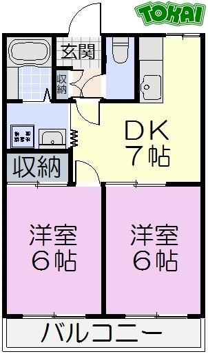 プレシャスIII(2DK/1階)の間取り写真