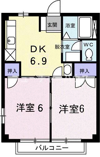 カサグランデ宍戸B(2DK/1階)の間取り写真