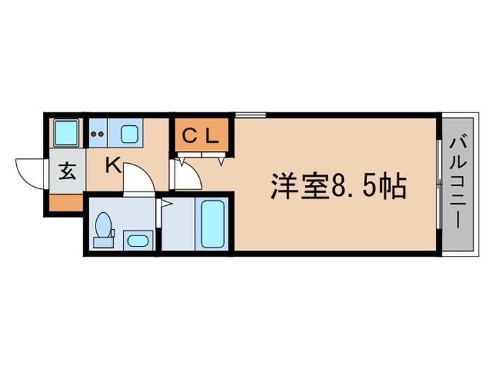 ルーチェ桃山(1K/1階)の間取り写真