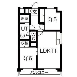 ミラベル元植田(2LDK/2階)の間取り写真
