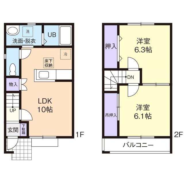 シャンドフルール(2LDK/1階)の間取り写真