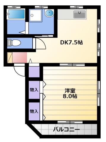 アールハウスII(1DK/2階)の間取り写真