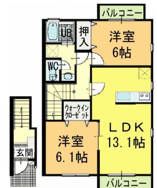 ディアス38(2LDK/2階)の間取り写真