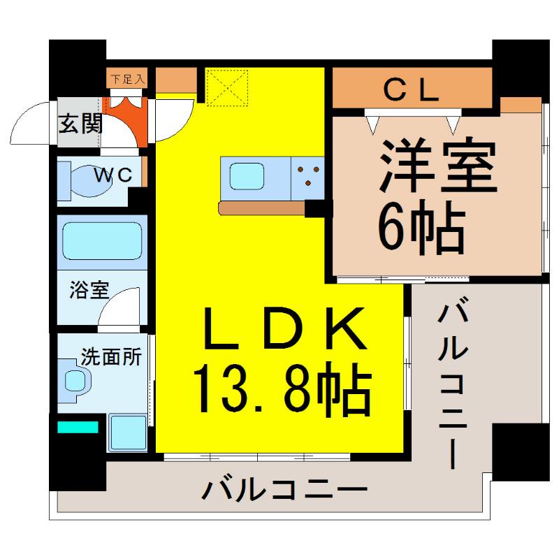 PERTE KANAYAMA(1LDK/4階)の間取り写真