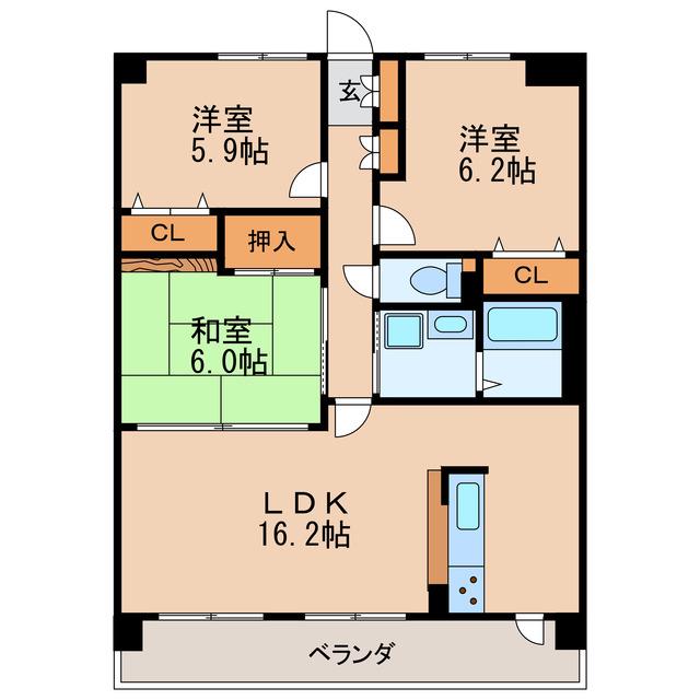 ファヴォール白壁(3LDK/10階)の間取り写真