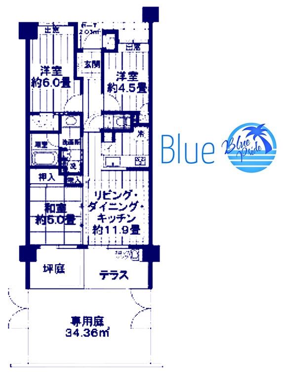 クオス保土ヶ谷(3LDK/1階)の間取り写真