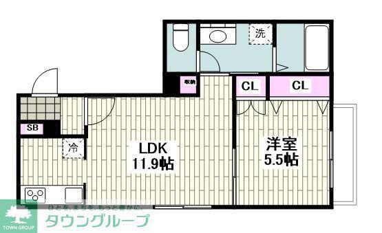 中原4丁目メゾン(1LDK/1階)の間取り写真