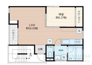 SCENE.MEGURO SAUNA RESIDENCE(1LDK/2階)の間取り写真