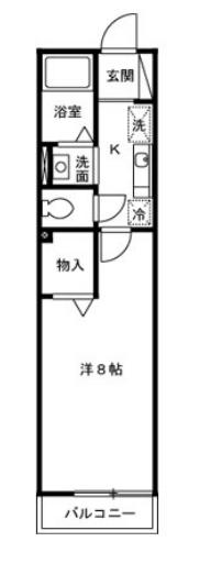 ハーフムーン(1K/2階)の間取り写真