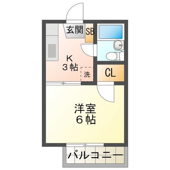 KAME HOUSE(1K/2階)の間取り写真