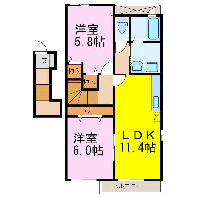 アマランスEF(2LDK/2階)の間取り写真