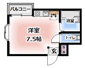 巣本ハイツ(ワンルーム/3階)の間取り写真