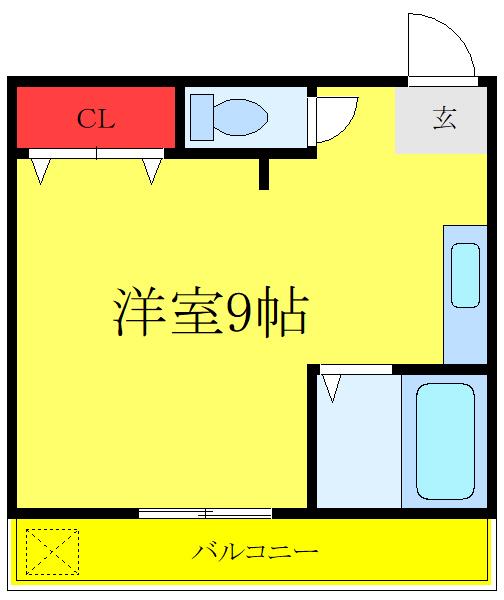 コーポ第三フクジュ(ワンルーム/2階)の間取り写真