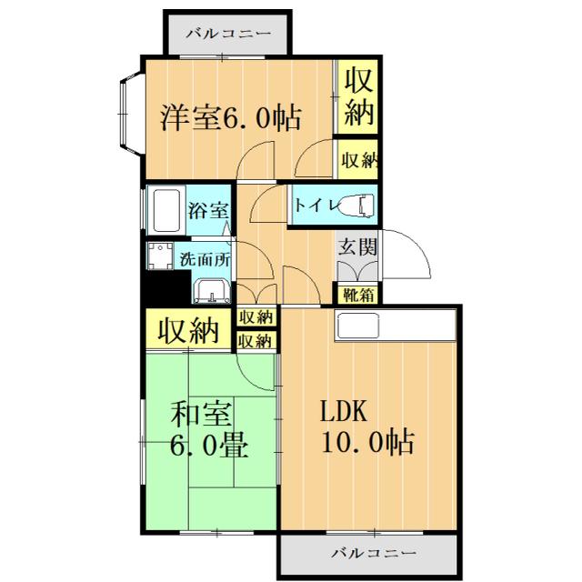 メゾンアイディールB(2LDK/3階)の間取り写真