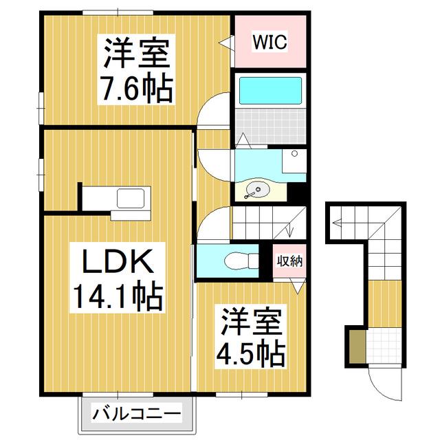 ヴィラフォンテ(2LDK/2階)の間取り写真