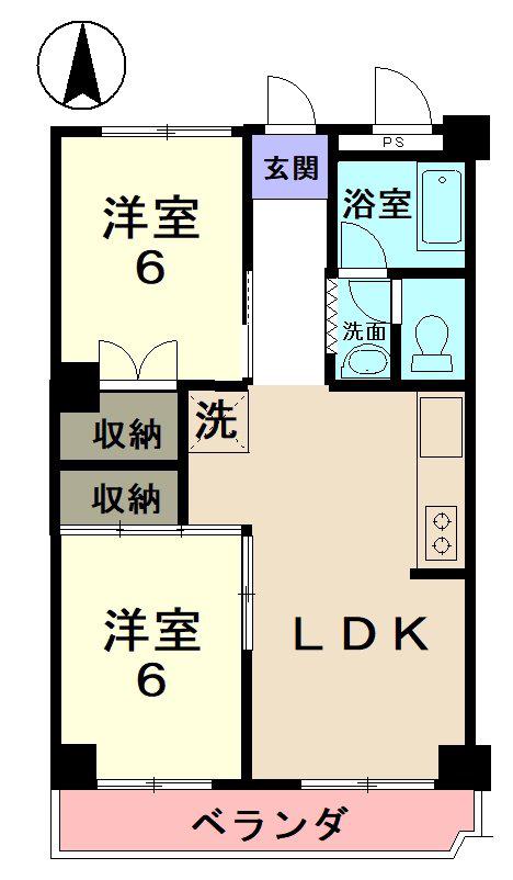 ロイヤルマンション多治見(2LDK/6階)の間取り写真