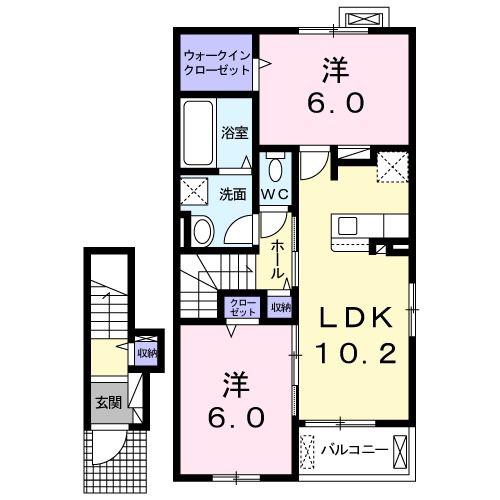 パルティール(2LDK/2階)の間取り写真