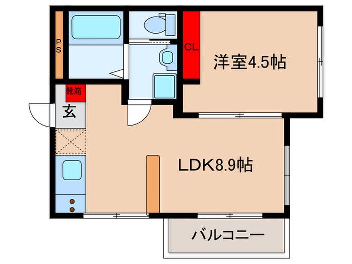 グリーンヒル(1LDK/2階)の間取り写真