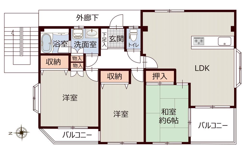エトワールビル(3LDK/3階)の間取り写真