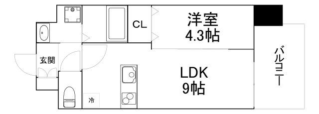 フォーゼ舟橋町(1LDK/6階)の間取り写真