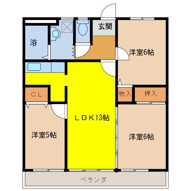 エスポワール秋津(3LDK/1階)の間取り写真