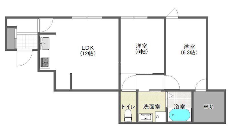 東急多摩川線 下丸子駅 徒歩3分 2階建 築45年(2LDK/1階)の間取り写真