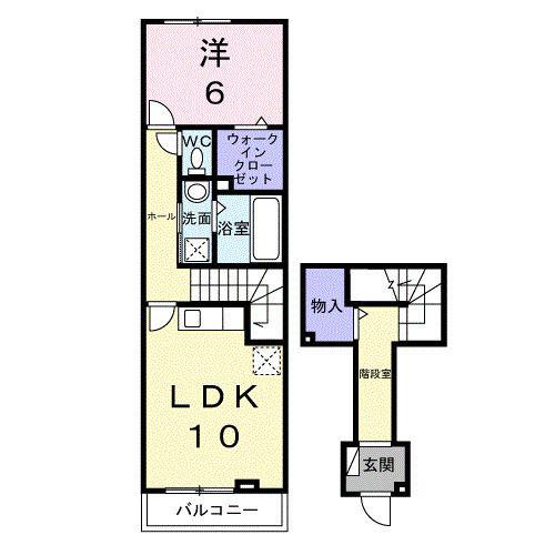 プラシードII(1LDK/2階)の間取り写真