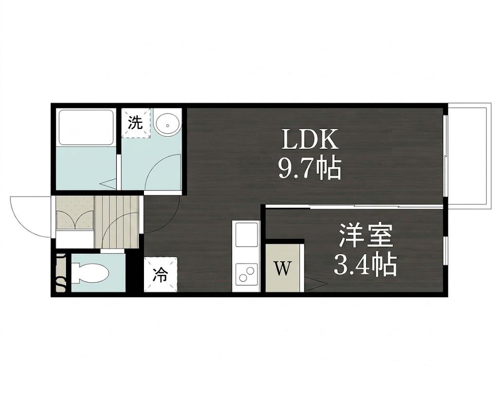 REVITA野崎(1LDK/1階)の間取り写真