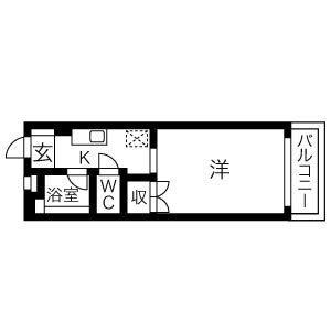 アヴェニュー高畑(1K/3階)の間取り写真