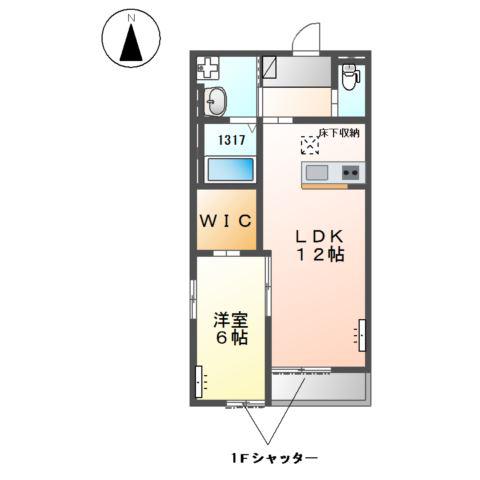 ボナール久保町(1LDK/1階)の間取り写真