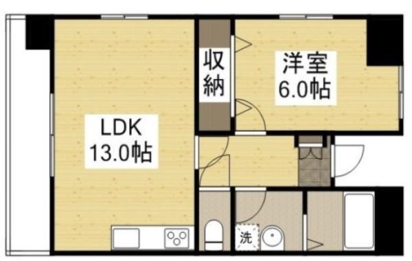 シャインコートチボリ(1LDK/10階)の間取り写真