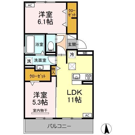 リバーパーク(2LDK/1階)の間取り写真