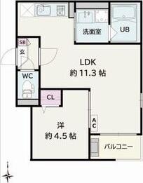 JACK SAMBANII(1LDK/1階)の間取り写真