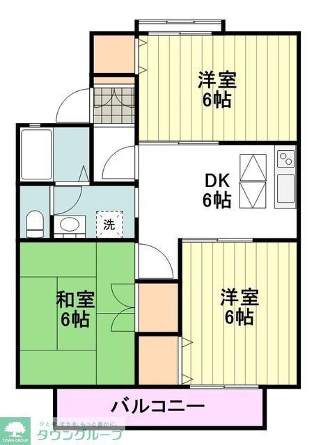 シャンヴェール国立(3DK/2階)の間取り写真