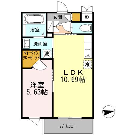 ナチュール浜田山(1LDK/1階)の間取り写真