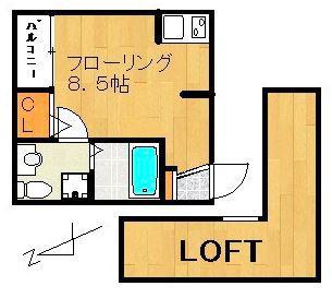 タスク麦野(1SK/1階)の間取り写真