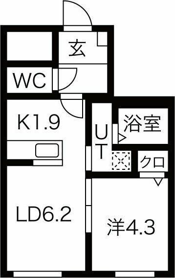晴蔵MIYANOSAWA(1LDK/3階)の間取り写真