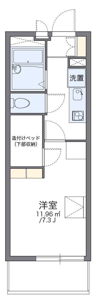 レオパレスフェリア宮内(1K/1階)の間取り写真
