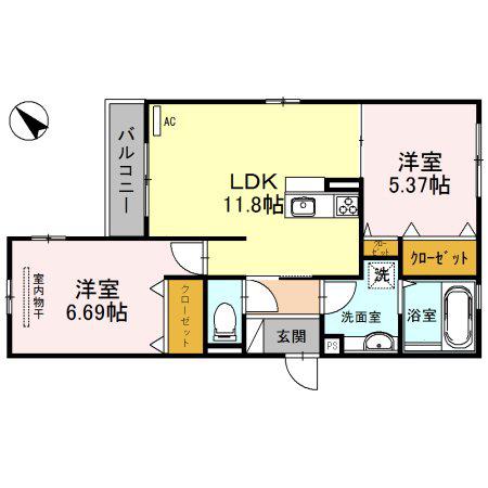 パール コート(2LDK/1階)の間取り写真