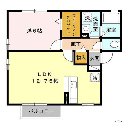 ブルートB(1LDK/2階)の間取り写真