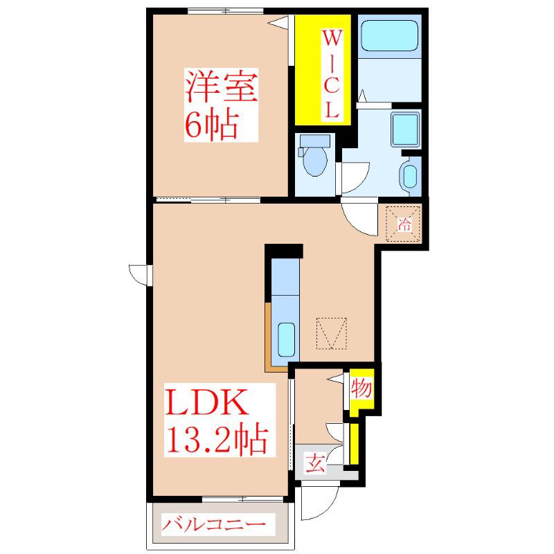ベル エール(1LDK/1階)の間取り写真