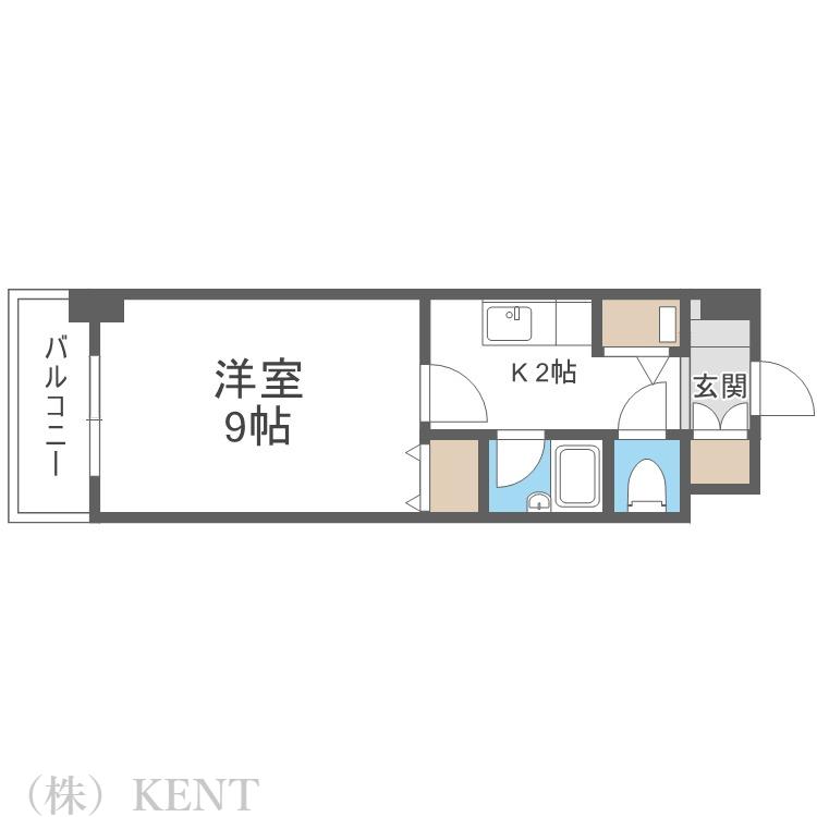 エレガンス円山(1K/2階)の間取り写真