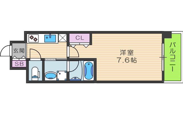 CUORE(1K/4階)の間取り写真