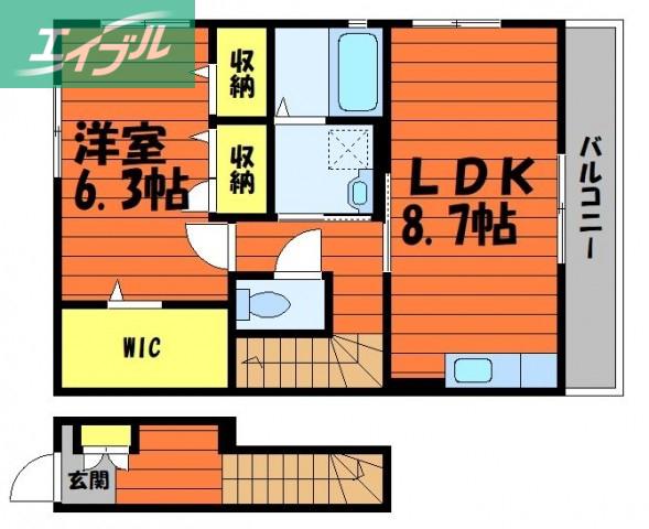 ルピナス(1LDK/2階)の間取り写真