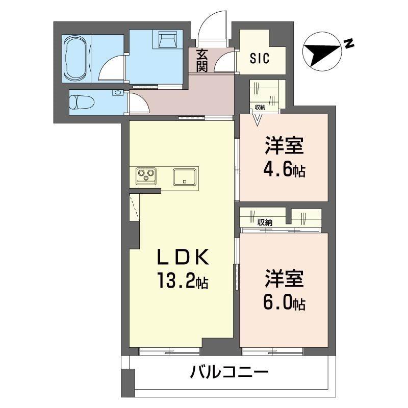 ベルシエル(2LDK/2階)の間取り写真