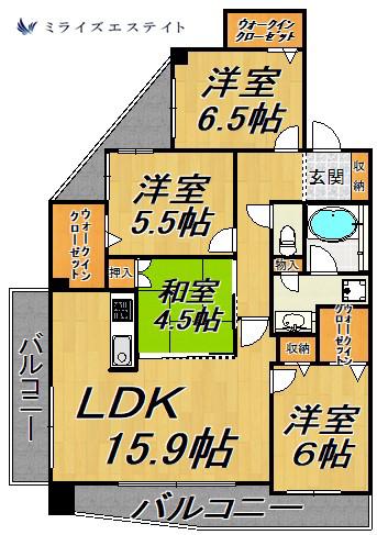 ベレーサ鶴舞公園(4LDK/10階)の間取り写真
