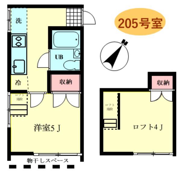 サンケイハイツ江戸川I(1K/2階)の間取り写真