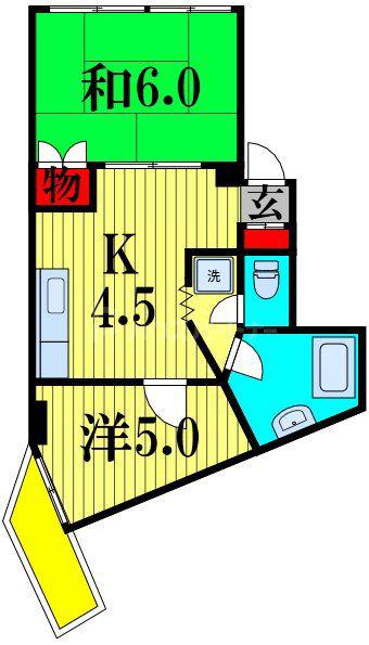 なり駒第3ビル(2K/2階)の間取り写真