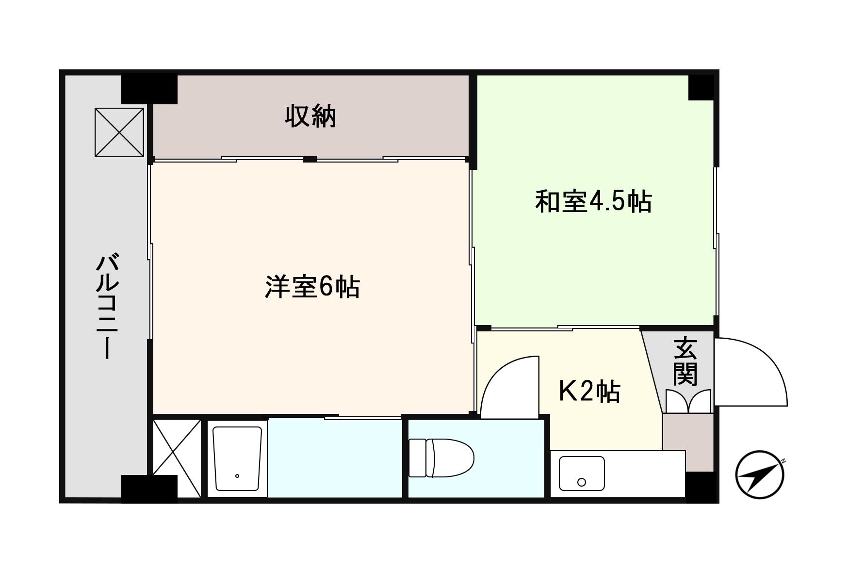 アシスト足利マンションII(2K/2階)の間取り写真
